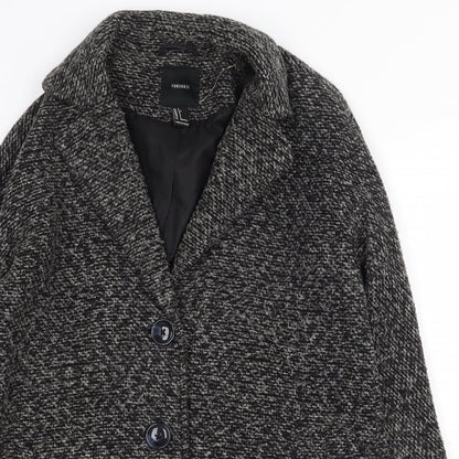 FOREVER 21 Womens Grey Geometric Overcoat Coat Size S Button