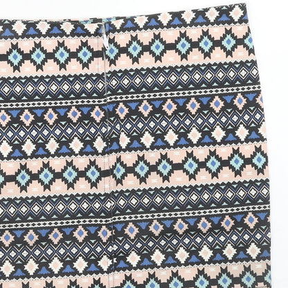 H&M Womens Multicoloured Geometric Cotton Mini Skirt Size 8 Zip