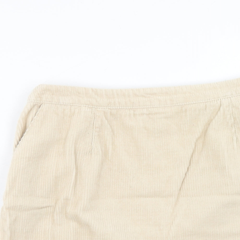 New Look Womens Beige Cotton Mini Skirt Size 10 Zip