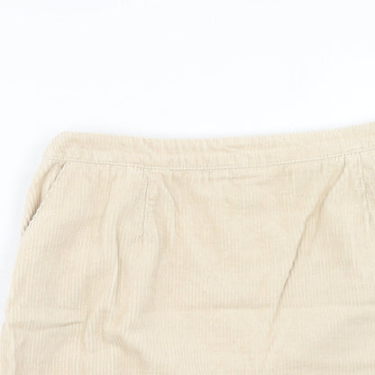 New Look Womens Beige Cotton Mini Skirt Size 10 Zip