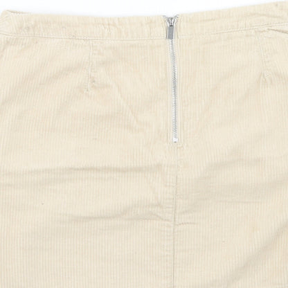 New Look Womens Beige Cotton Mini Skirt Size 10 Zip