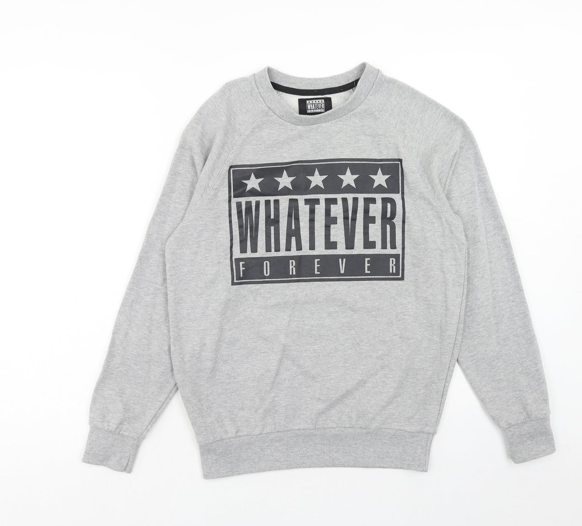 Whatever Forever Womens Grey Cotton Pullover Sweatshirt Size S Pullover