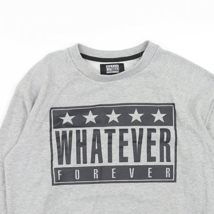 Whatever Forever Womens Grey Cotton Pullover Sweatshirt Size S Pullover