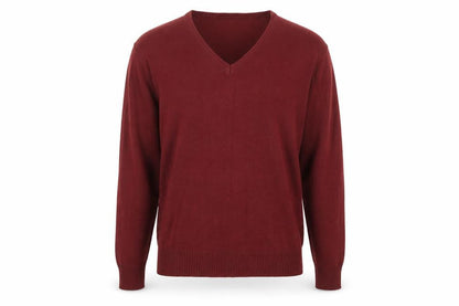Charles Wilson Mens Red V-Neck Acrylic Pullover Jumper Size M Long Sleeve