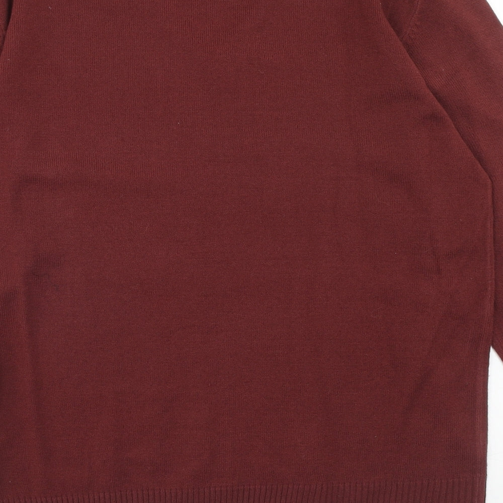 Charles Wilson Mens Red V-Neck Acrylic Pullover Jumper Size M Long Sleeve