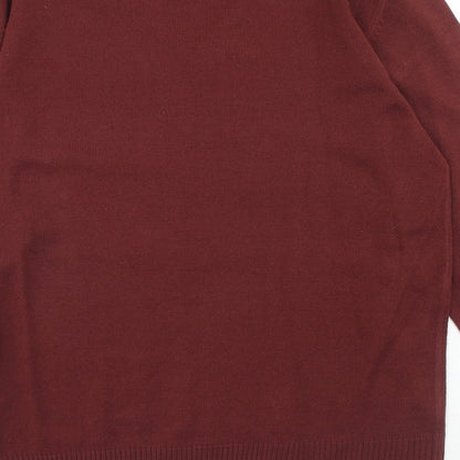 Charles Wilson Mens Red V-Neck Acrylic Pullover Jumper Size M Long Sleeve