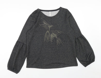 Miss Etam Womens Black Polyester Pullover Sweatshirt Size L Pullover - Birds