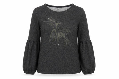 Miss Etam Womens Black Polyester Pullover Sweatshirt Size L Pullover - Birds