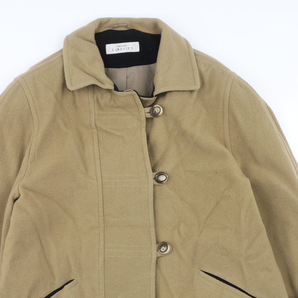 Classics Womens Brown Overcoat Coat Size 16 Button