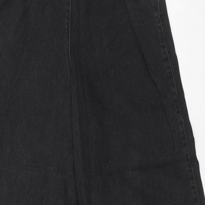 Topshop Womens Black Cotton Wide-Leg Jeans Size 25 in L30 in Regular Drawstring