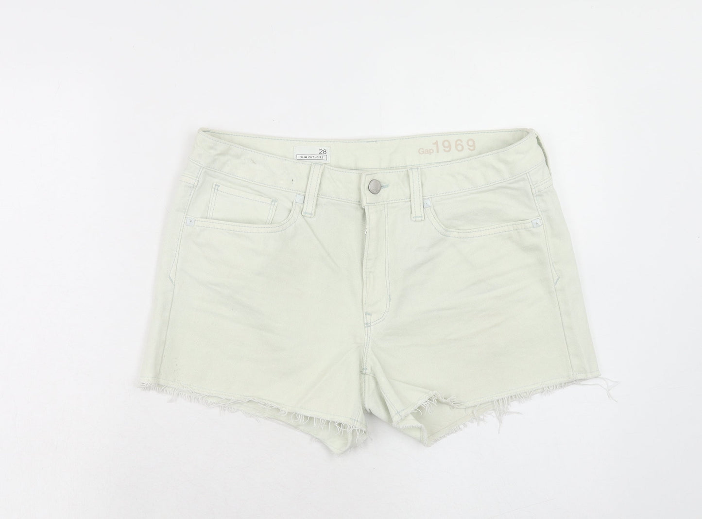 Gap Womens Green Cotton Cut-Off Shorts Size 10 Slim Zip