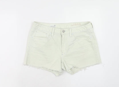 Gap Womens Green Cotton Cut-Off Shorts Size 10 Slim Zip