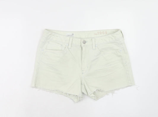 Gap Womens Green Cotton Cut-Off Shorts Size 10 Slim Zip