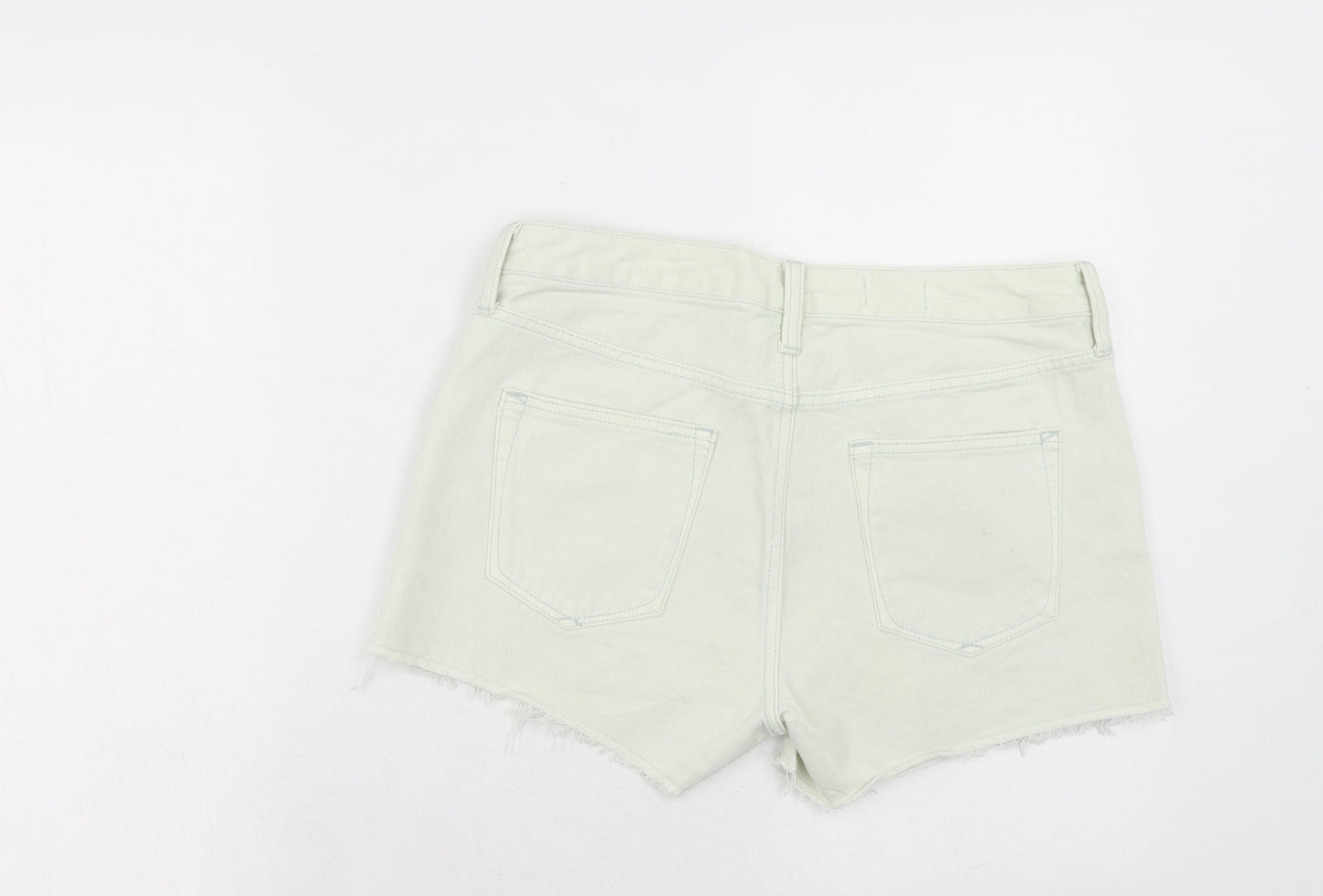 Gap Womens Green Cotton Cut-Off Shorts Size 10 Slim Zip