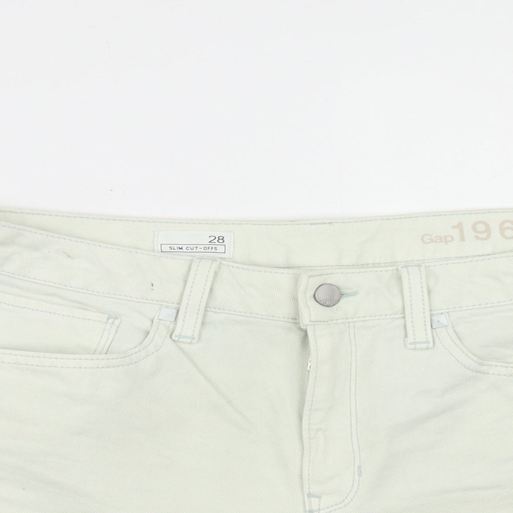 Gap Womens Green Cotton Cut-Off Shorts Size 10 Slim Zip