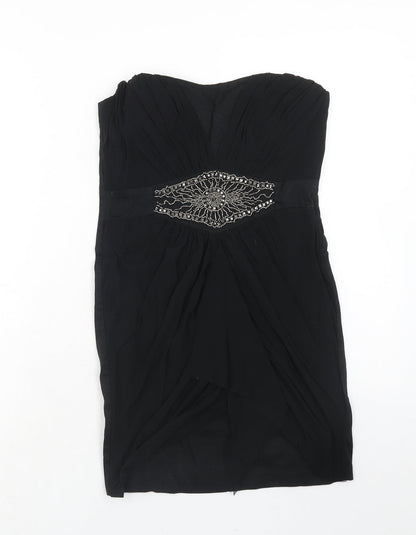ASOS Womens Black Polyester Mini Size 10 Off the Shoulder Zip