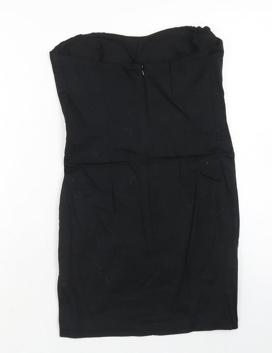 ASOS Womens Black Polyester Mini Size 10 Off the Shoulder Zip