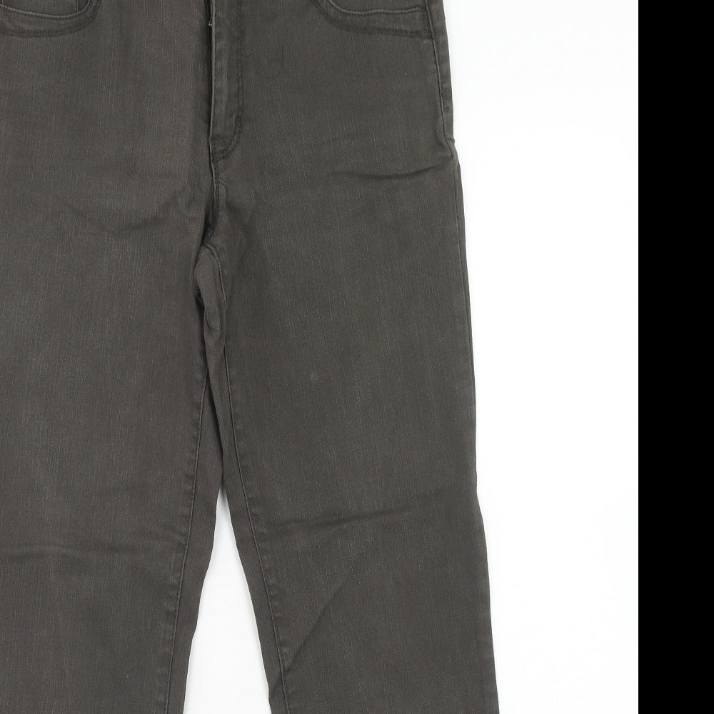 Yessica Womens Grey Cotton Straight Jeans Size 10 Regular Zip - Embellished Pockets