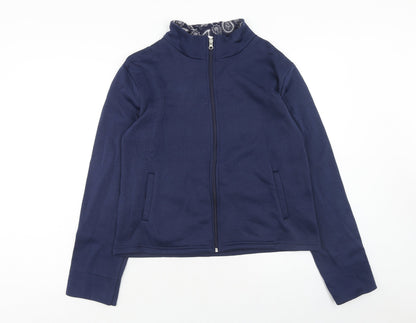 Ann De Lancay Womens Blue Polyester Full Zip Sweatshirt Size S Zip