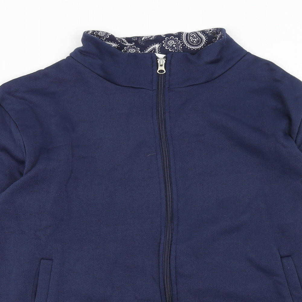 Ann De Lancay Womens Blue Polyester Full Zip Sweatshirt Size S Zip