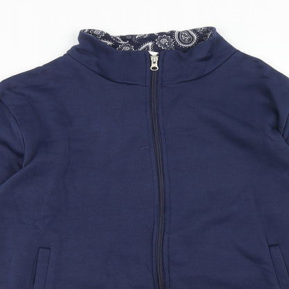 Ann De Lancay Womens Blue Polyester Full Zip Sweatshirt Size S Zip