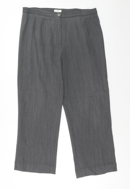 CC Womens Grey Geometric Polyester Trousers Size 16 Regular Zip