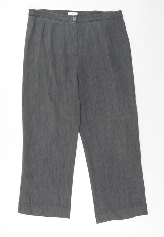 CC Womens Grey Geometric Polyester Trousers Size 16 Regular Zip