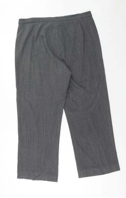 CC Womens Grey Geometric Polyester Trousers Size 16 Regular Zip