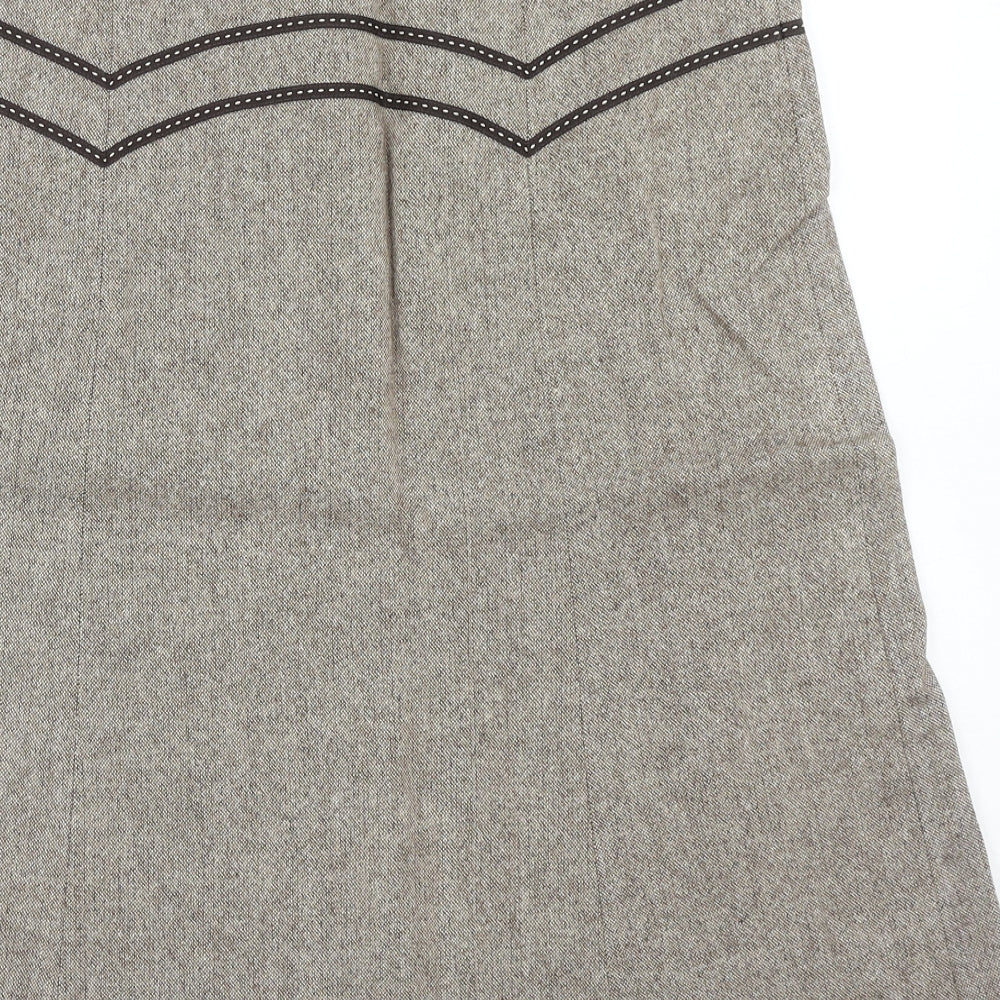 Oasis Womens Brown Viscose A-Line Skirt Size 8 Zip