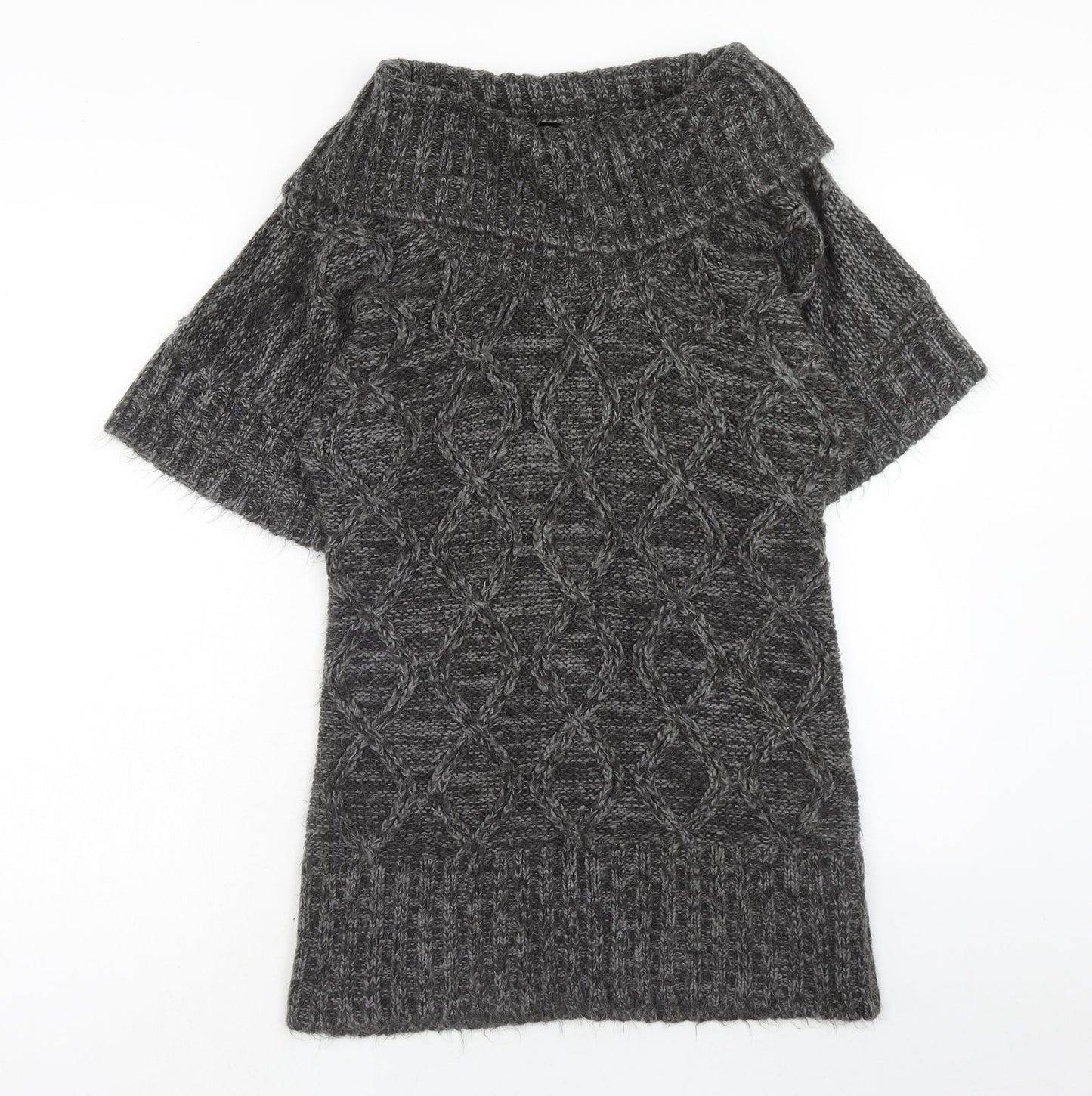 evie Womens Grey Acrylic Jumper Dress Size 6 Roll Neck Pullover - size 6-8