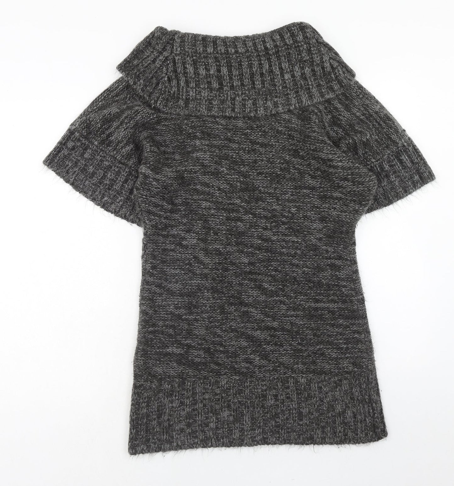 evie Womens Grey Acrylic Jumper Dress Size 6 Roll Neck Pullover - size 6-8