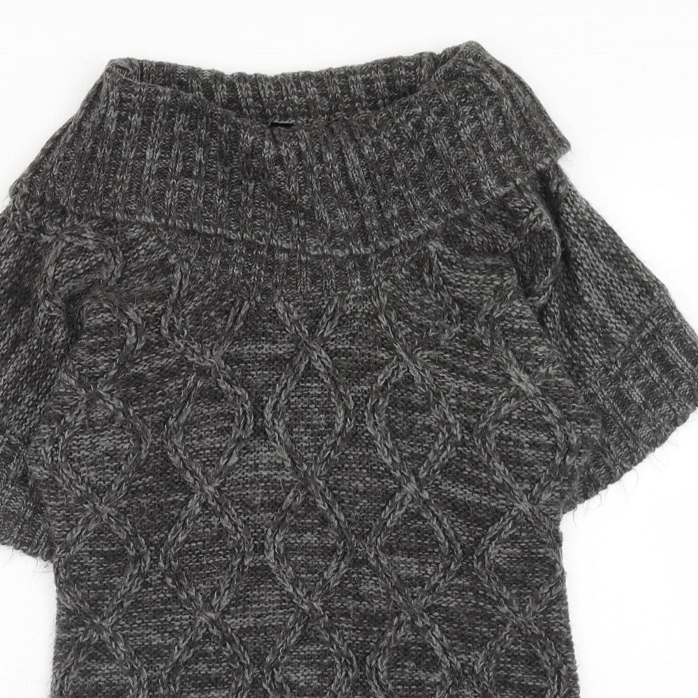evie Womens Grey Acrylic Jumper Dress Size 6 Roll Neck Pullover - size 6-8
