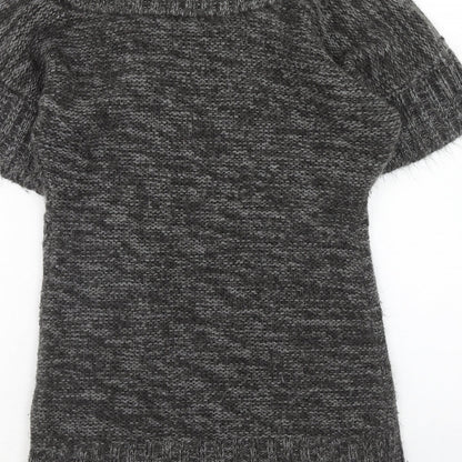 evie Womens Grey Acrylic Jumper Dress Size 6 Roll Neck Pullover - size 6-8