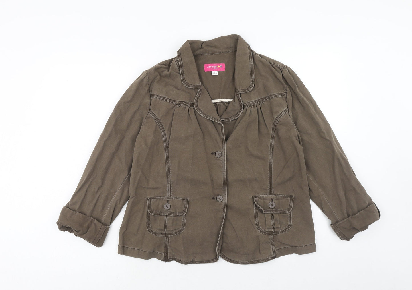 Liz Lange Womens Brown Jacket Blazer Size M Button