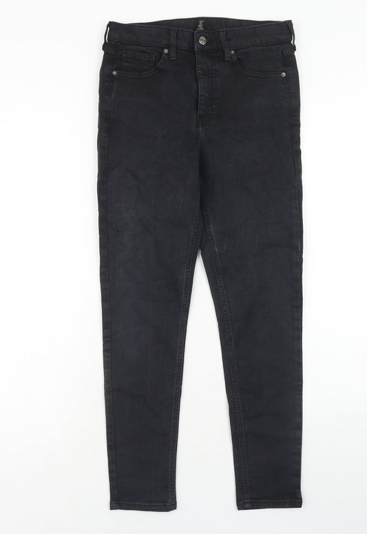 Topshop Womens Black Cotton Skinny Jeans Size 28 in L30 in Regular Zip