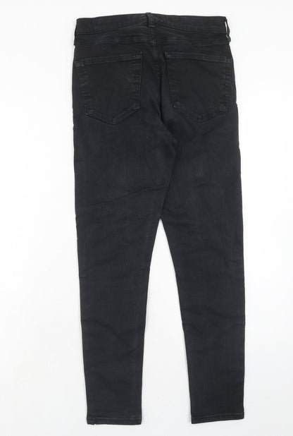 Topshop Womens Black Cotton Skinny Jeans Size 28 in L30 in Regular Zip