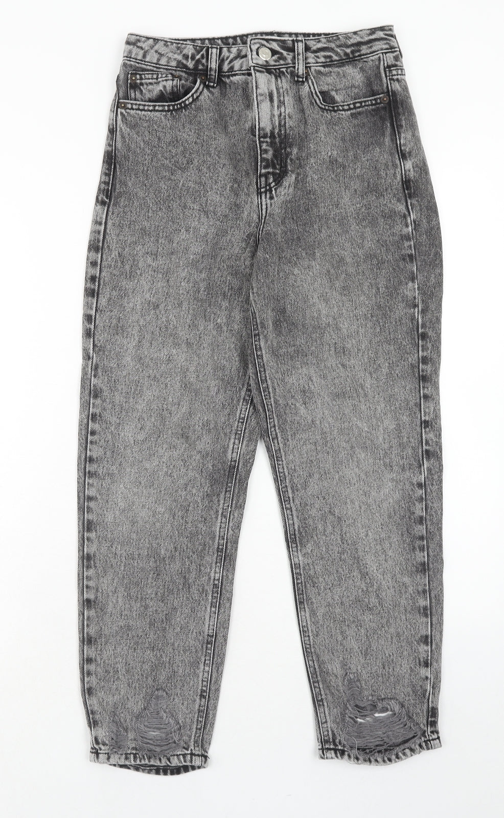 Topshop Womens Grey Cotton Tapered Jeans Size 28 in L30 in Regular Zip