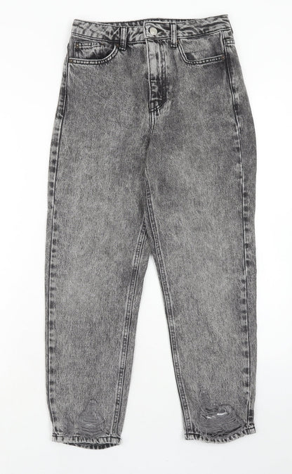 Topshop Womens Grey Cotton Tapered Jeans Size 28 in L30 in Regular Zip