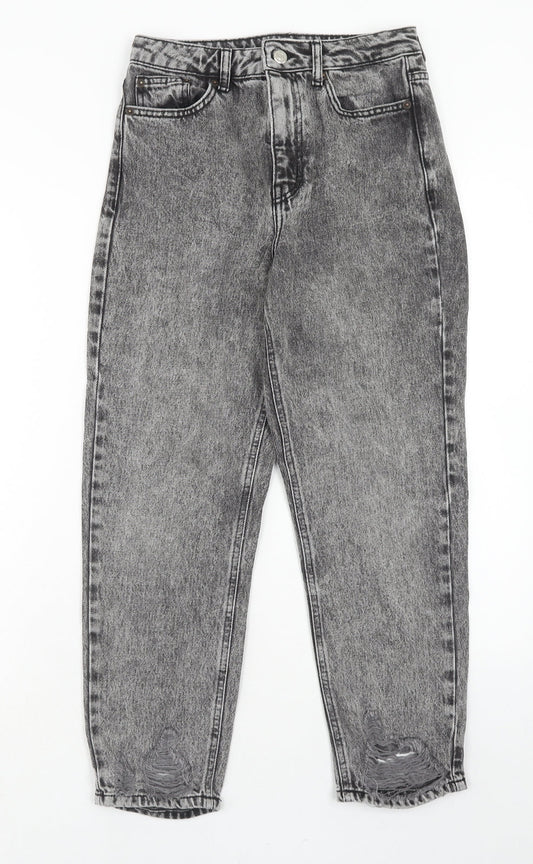 Topshop Womens Grey Cotton Tapered Jeans Size 28 in L30 in Regular Zip