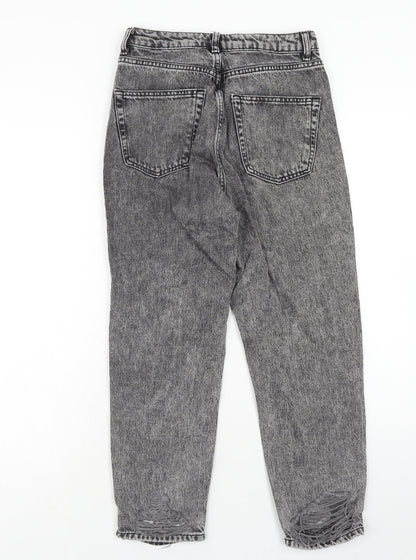 Topshop Womens Grey Cotton Tapered Jeans Size 28 in L30 in Regular Zip