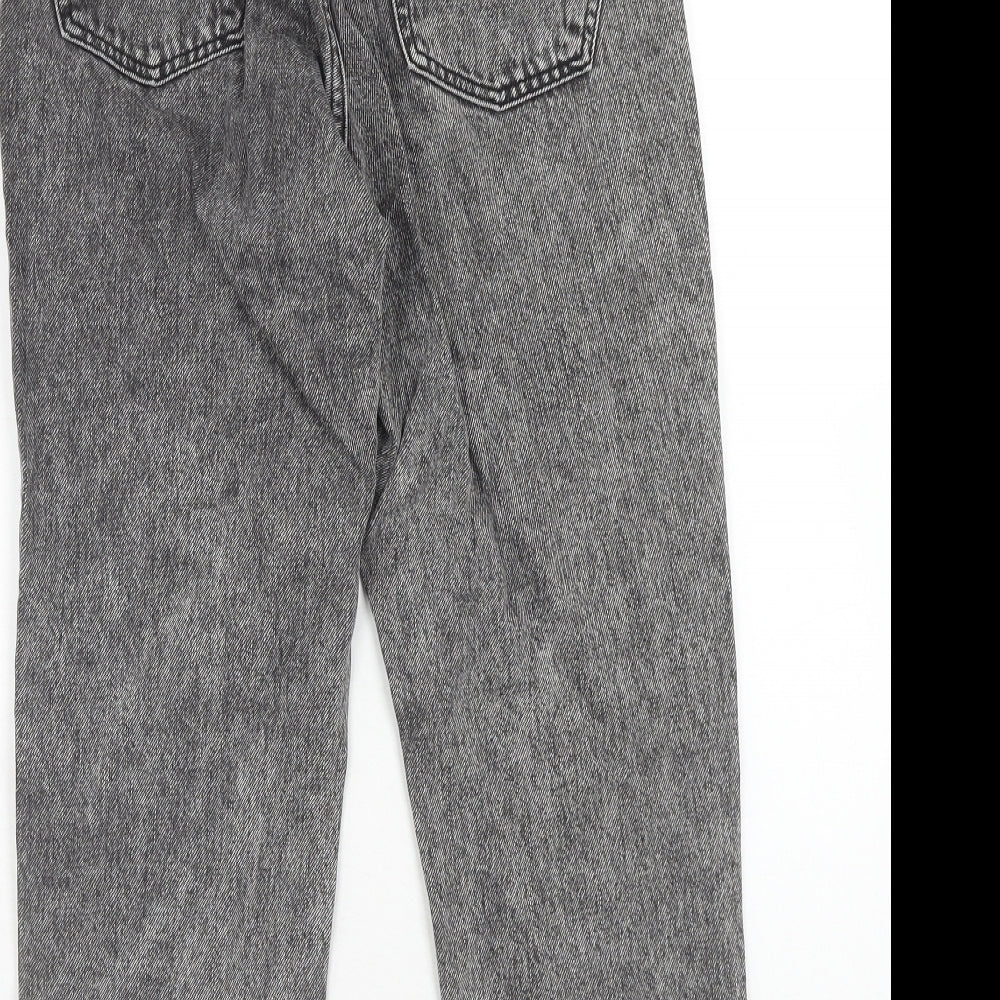Topshop Womens Grey Cotton Tapered Jeans Size 28 in L30 in Regular Zip