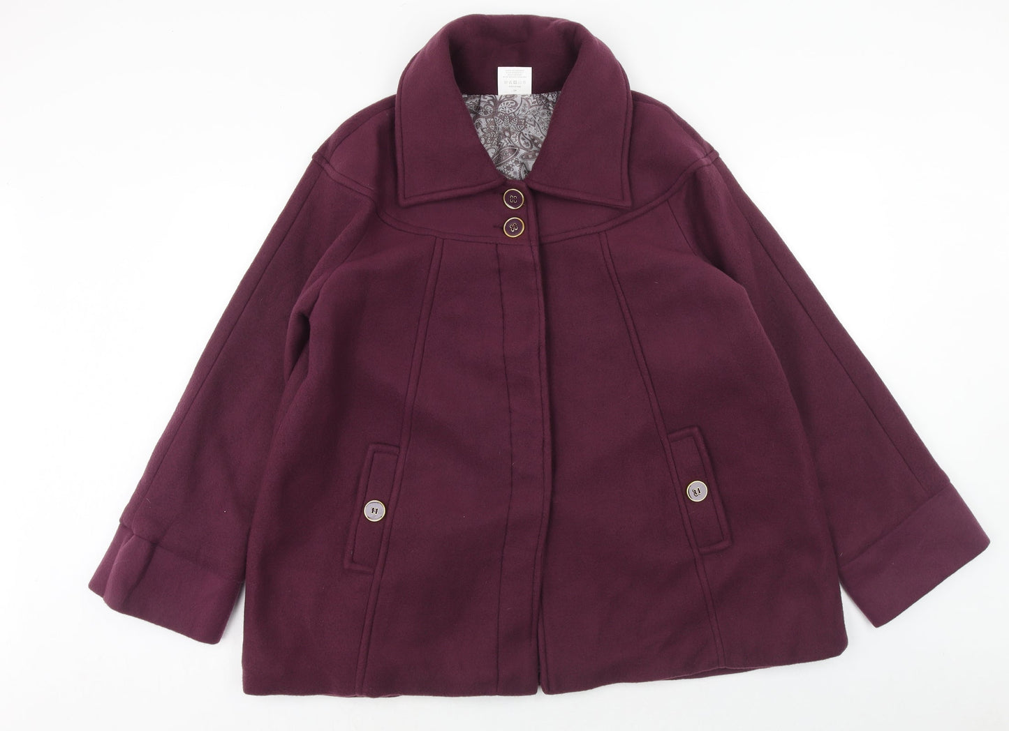 Ann De Lancay Womens Purple Jacket Blazer Size 16 Button