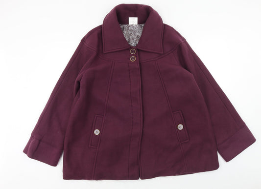 Ann De Lancay Womens Purple Jacket Blazer Size 16 Button