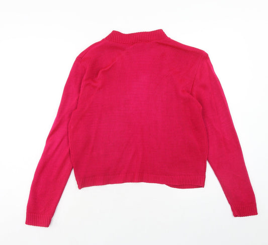 Annabelle Womens Pink V-Neck Acrylic Cardigan Jumper Size M - Size M-L