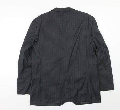 Andrew Molloy Mens Grey Striped Polyester Jacket Suit Jacket Size 42 Regular