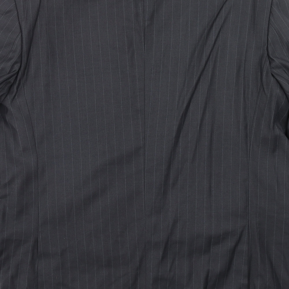 Andrew Molloy Mens Grey Striped Polyester Jacket Suit Jacket Size 42 Regular