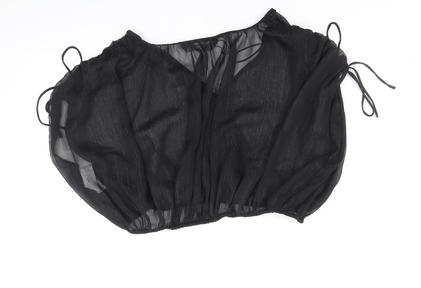 Womens UK Size M Zara Black Cropped Blouse