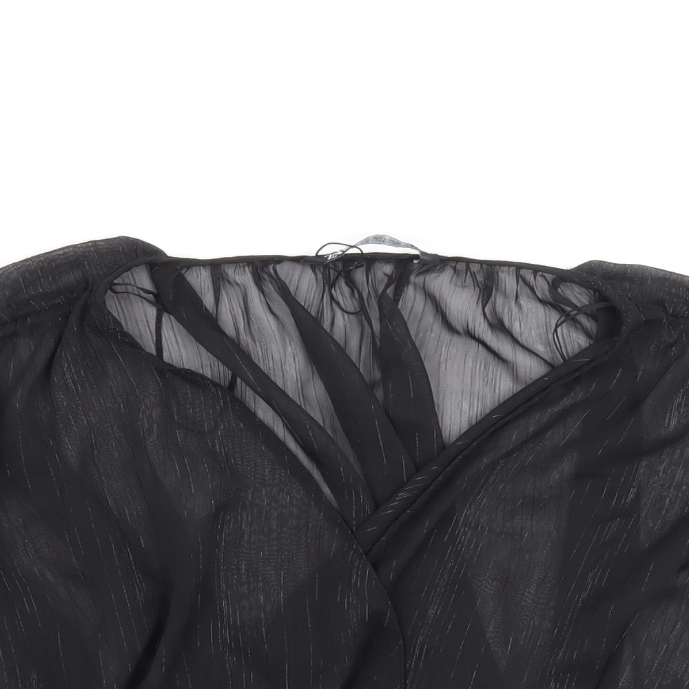 Womens UK Size M Zara Black Cropped Blouse