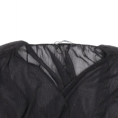 Womens UK Size M Zara Black Cropped Blouse