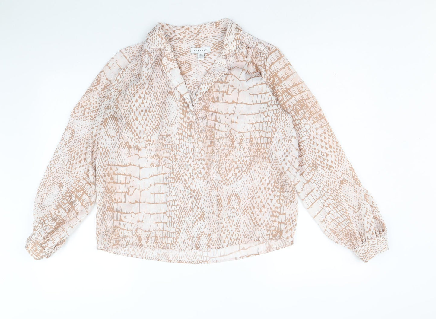 Womens UK Size 6 Topshop Beige Basic Button-Up